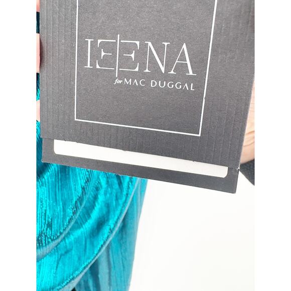 MAC DUGGAL Dress Size 2 Evening Gown NEW Blue Metal Off The Shoulder Metallic - Picture 4 of 7